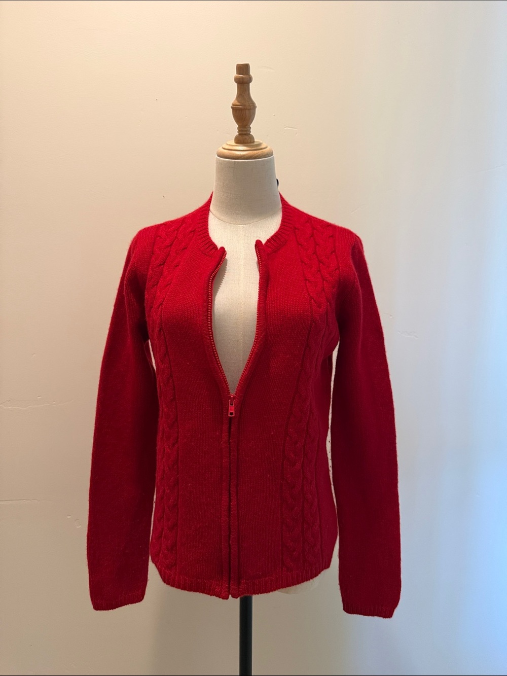 Vintage old navy red 100% lambswool zip sweater